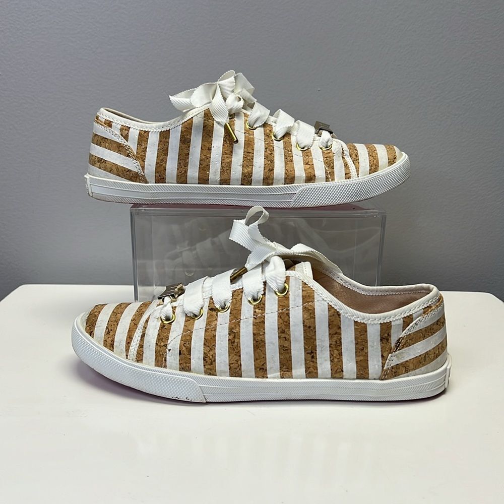 Kate Spade New York Lodero Women's White Striped Cork Sneaker/ Size 7M - Picture 2 of 12